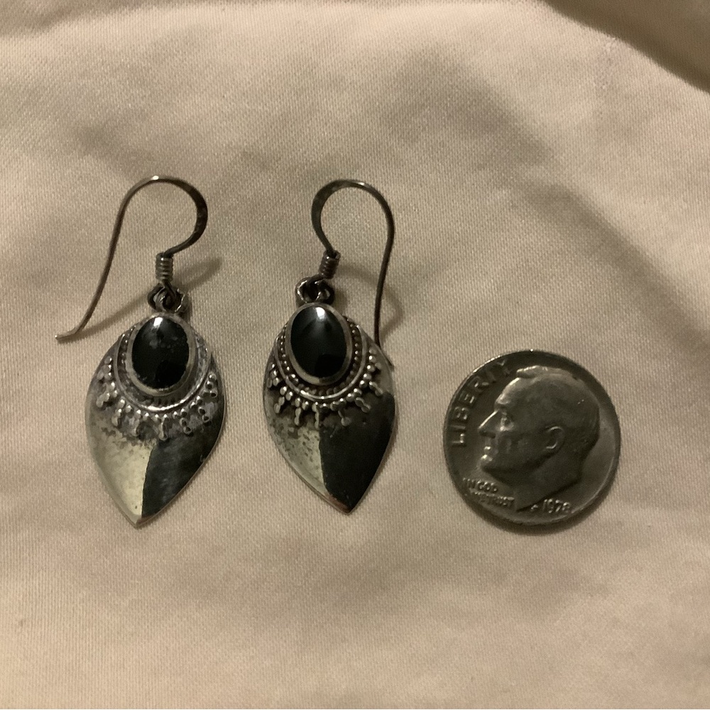Elegant Silver and Black Earrings